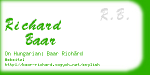 richard baar business card